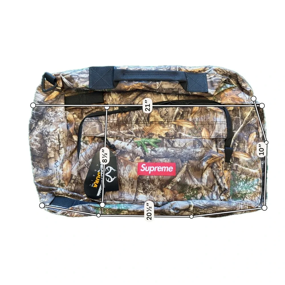Supreme Duffle Bag Mens OS Realtree Camo NWT Cordura Box Logo Travel Gym Bag